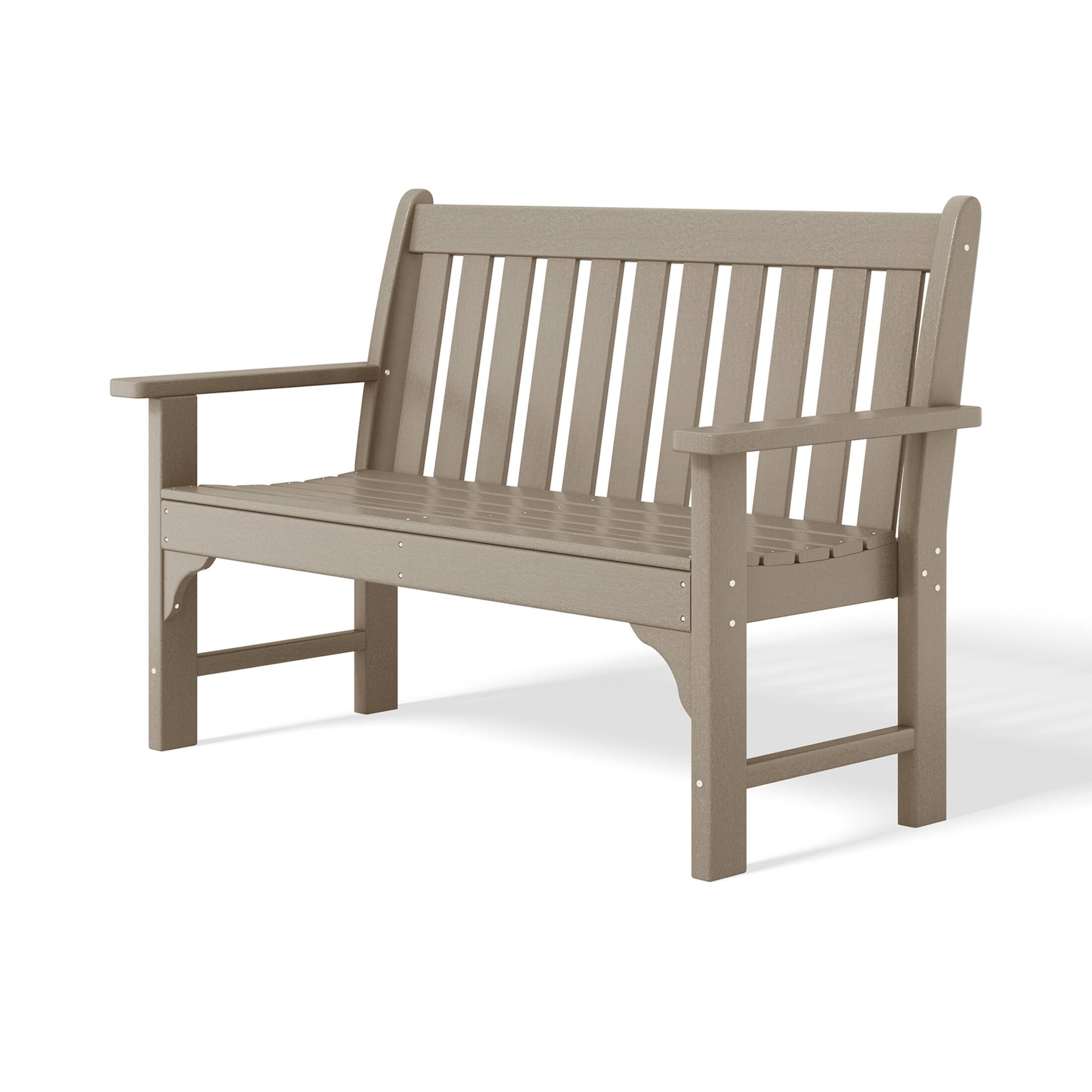 Alt View 3. WestinTrends - WestinTrends Malibu Outdoor 2-Person All-Weather HDPE Front Porch Garden Bench - Weathered Wood.
