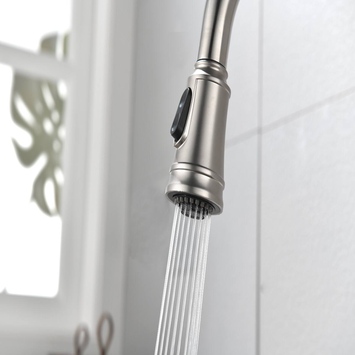 Back. Ropilly - Ropilly Single Handle Kitchen Faucet, Stainless Steel Pull Down Sprayer, Brushed Nickel High Arc Sink Faucet - Brushed Nickel.