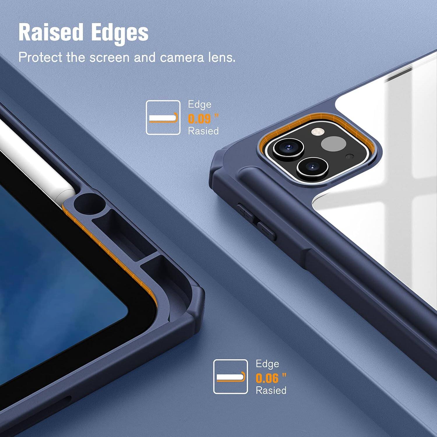 Raised Edges Protect the screen and camera lens.
Edge 0.09" Raised
Edge 0.06" Raised