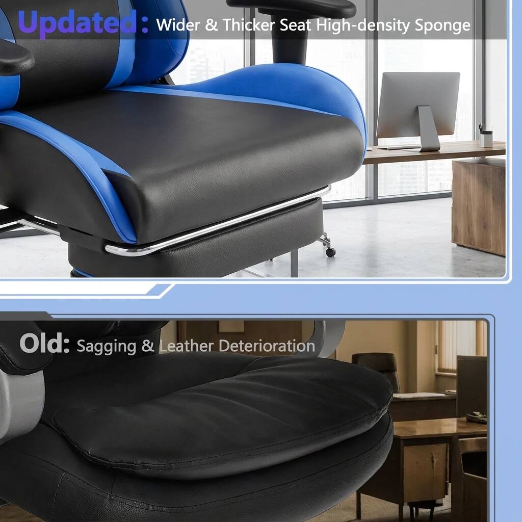 Updated: Wider & Thicker Seat High-density Sponge  
Old: Sagging & Leather Deterioration