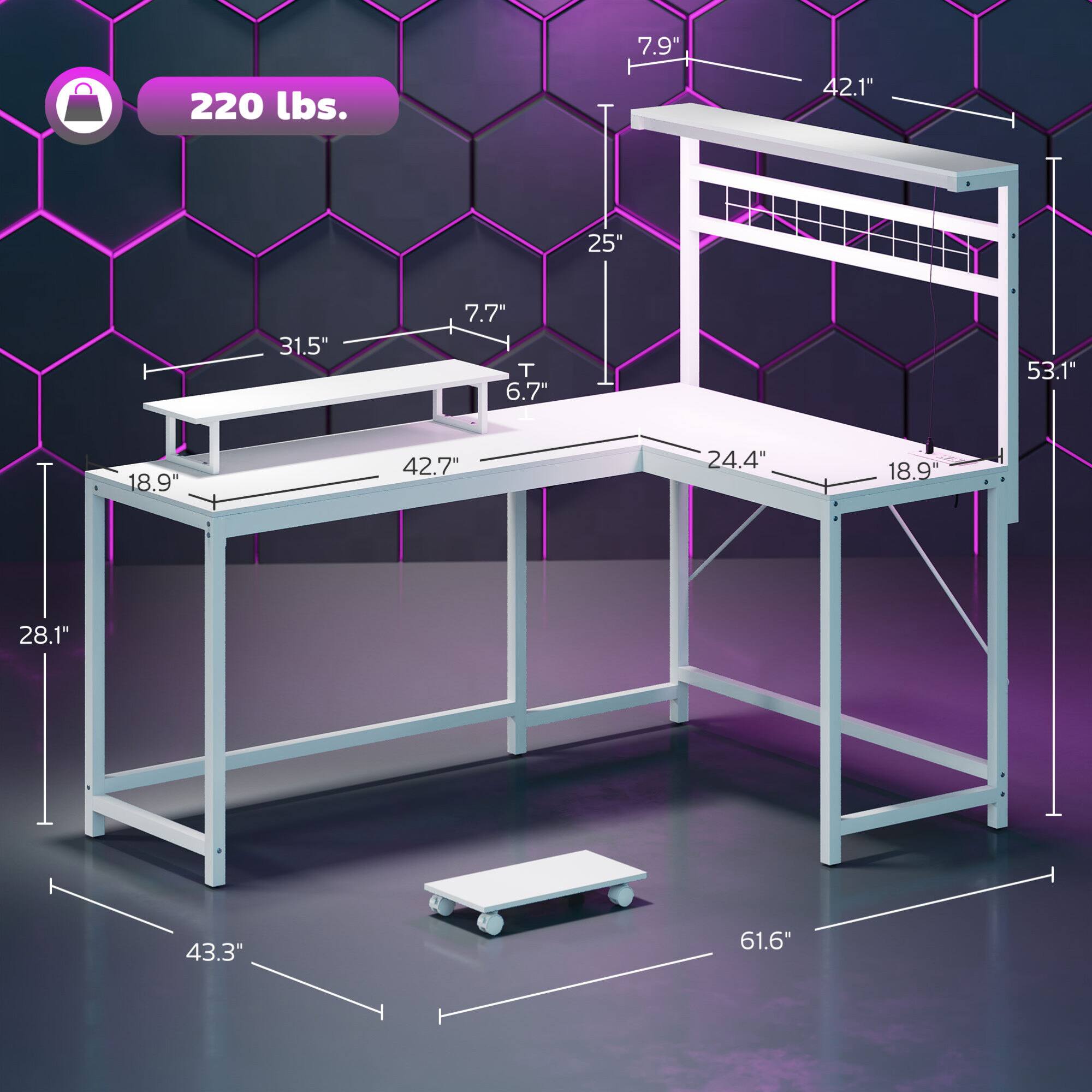 7.9"  
220 lbs.  
42.1"  
25"  
31.5"  
7.7"  
6.7"  
53.1"  
18.9"  
42.7"  
24.4"  
18.9"  
28.1"  
43.3"  
61.6"