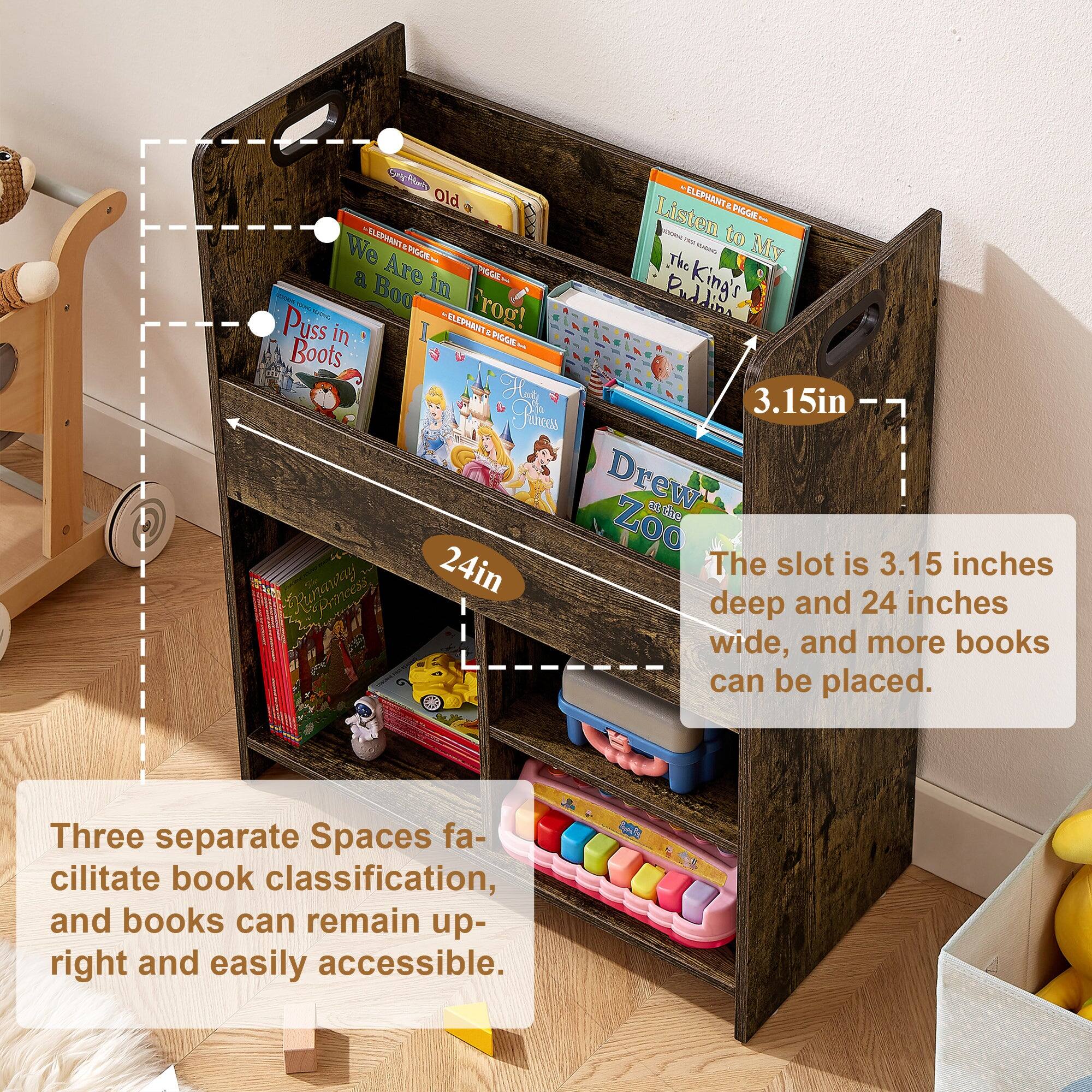 Three separate spaces facilitate book classification, and books can remain upright and easily accessible.

The slot is 3.15 inches deep and 24 inches wide, and more books can be placed.