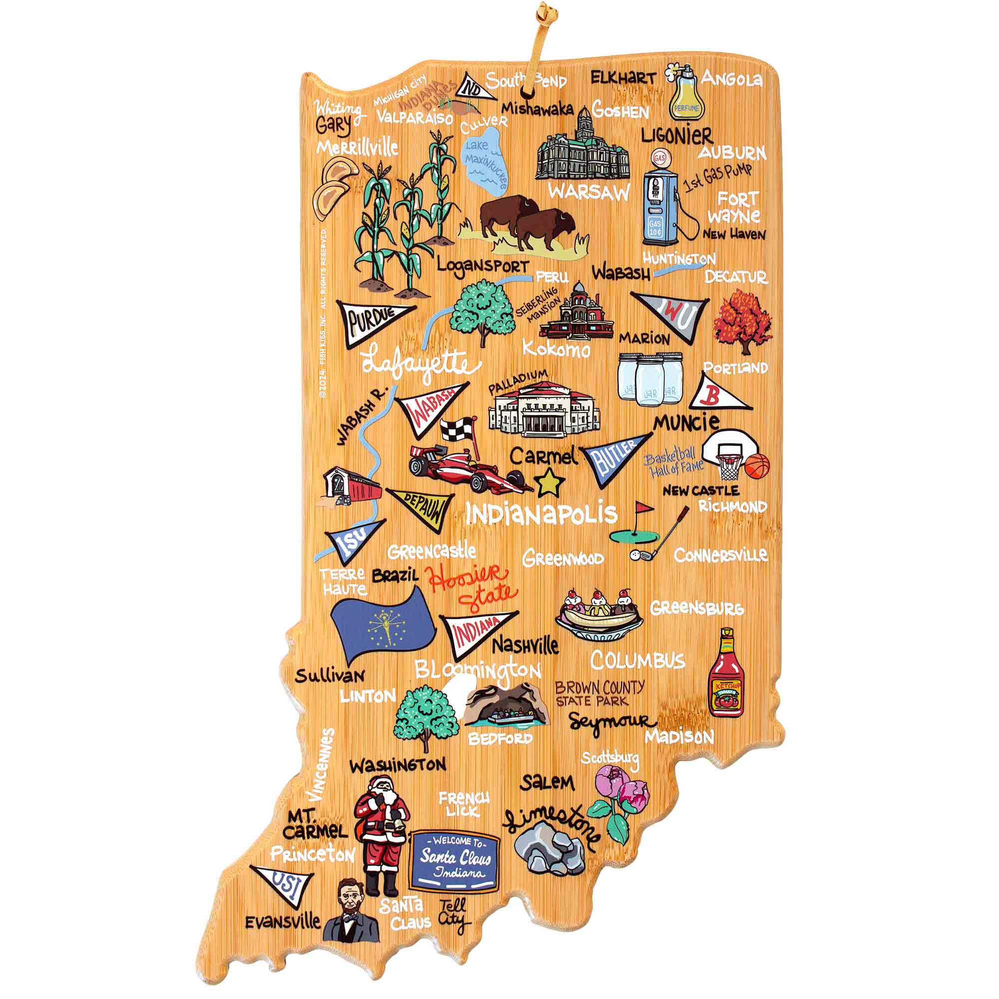 Totally Bamboo - Indiana Cutting Board with Artwork by Fish Kiss