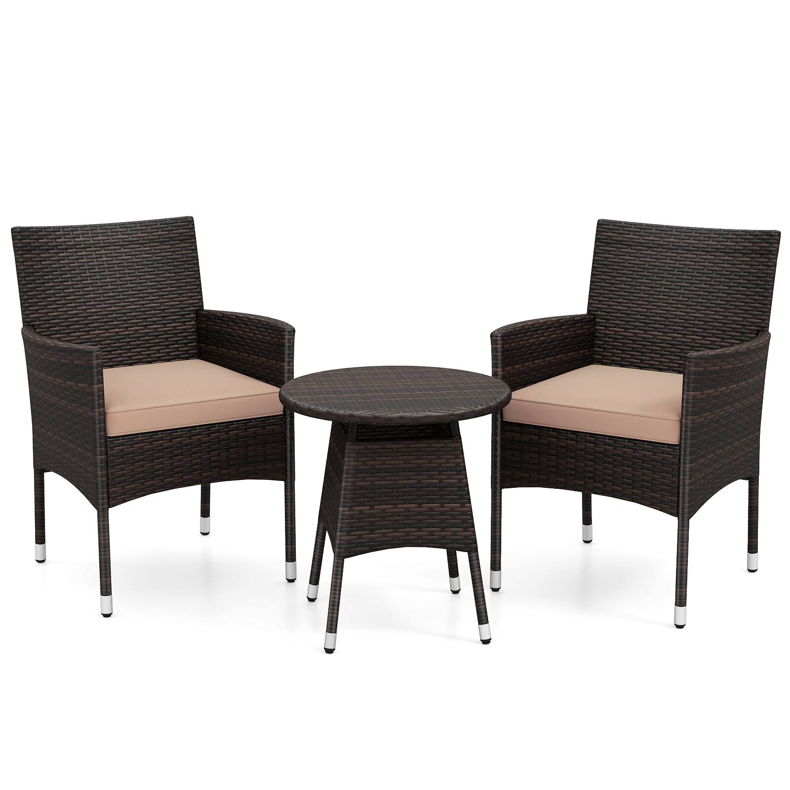 Alt View 6. Gymax - Gymax Set of 3 Patio Furniture Set Hand-Woven PE Wicker Conversation Set w/Armchairs Beige - Yellow.