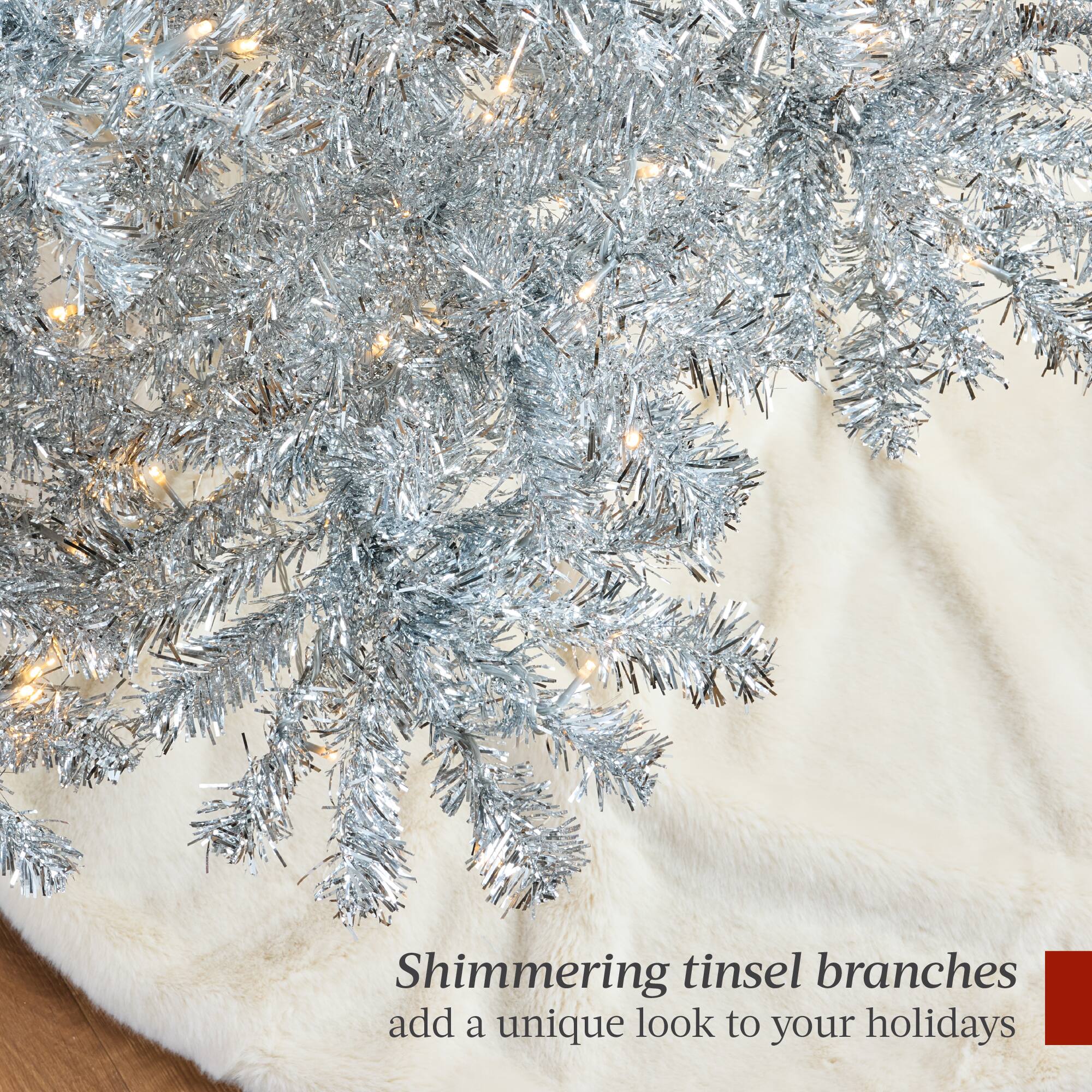 Shimmering tinsel branches add a unique look to your holidays.