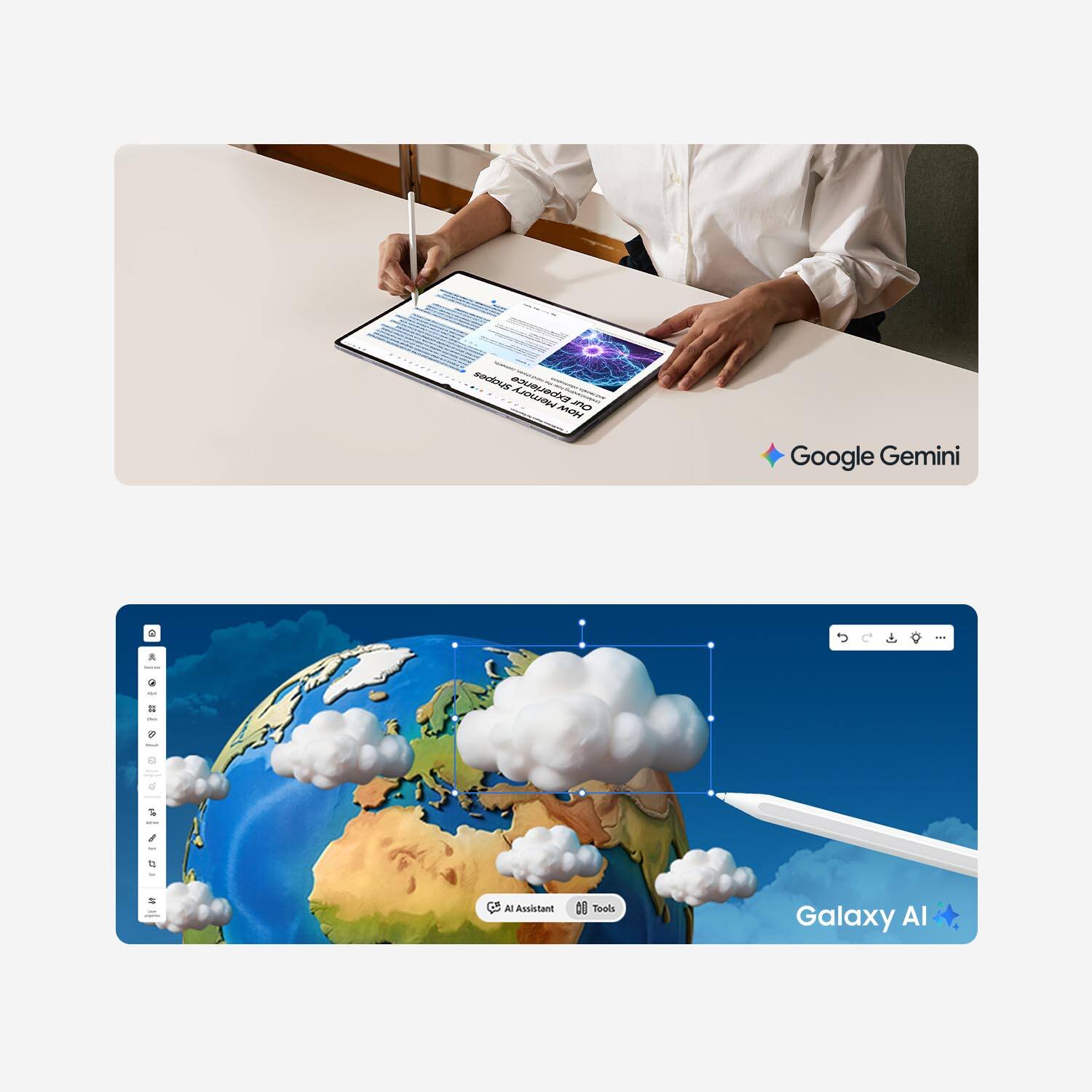 Shapes Experience How uno

Google Gemini

630g

AI Assistant

Tools

Galaxy AI