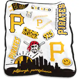 Logo Brands - Pittsburgh Pirates 50'' x 60'' Native Raschel Plush Throw Blanket - Multicolor