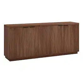 Hudson&Canal - Mansfield 68" Wide Rectangular Fluted Buffet Table - Medium Brown