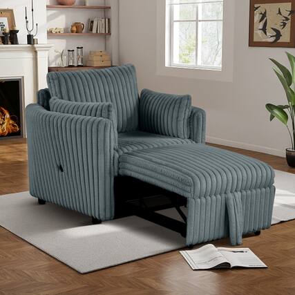 Front. Aukfa - Pull Out Sofa Bed with 2 Pillows, Single Sofa Chair with USB Ports, Pillow Back - Dark Gray.