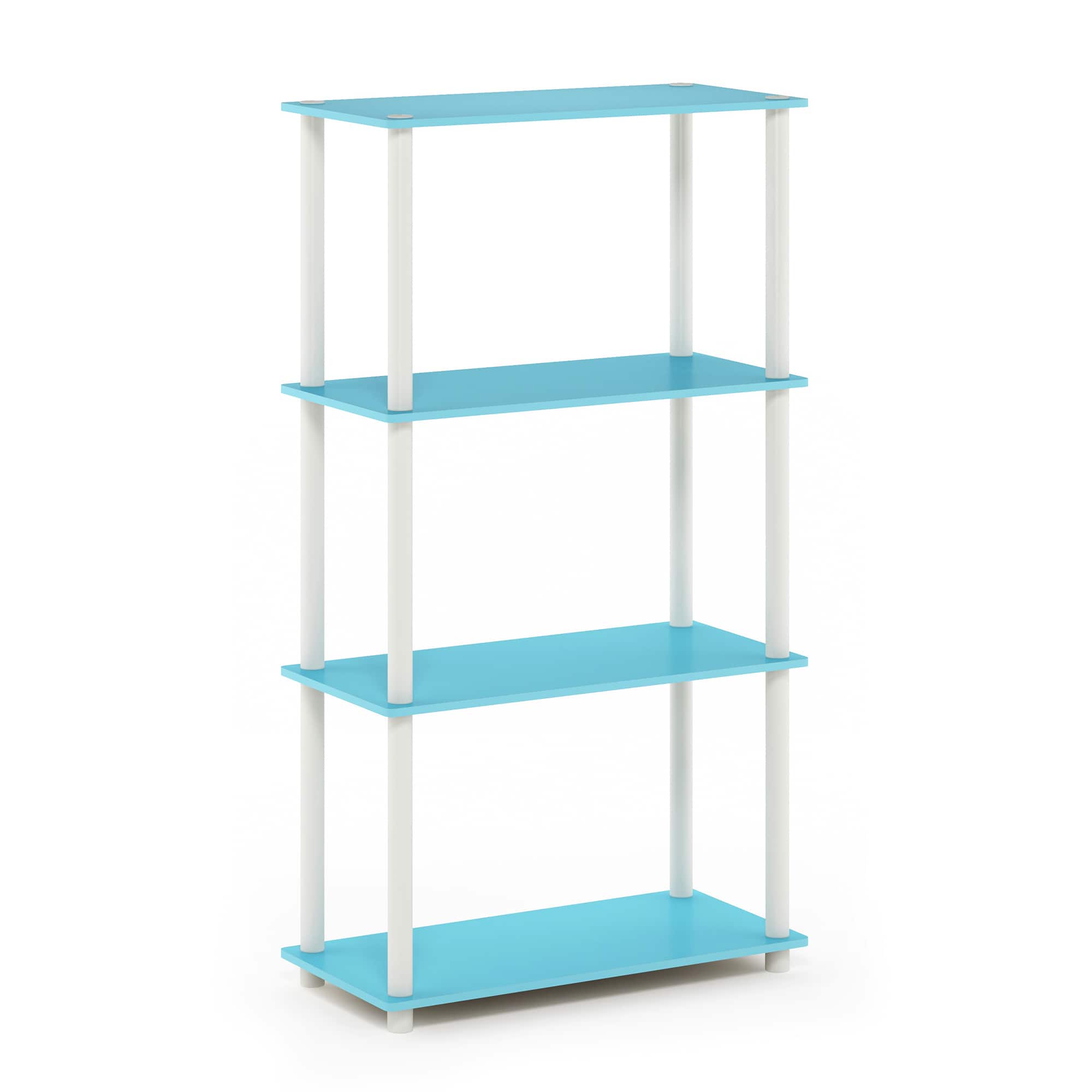 Furinno - Turn-N-Tube 4-Tier Multipurpose Shelf Display Rack, Light Blue/White - Light Blue/White