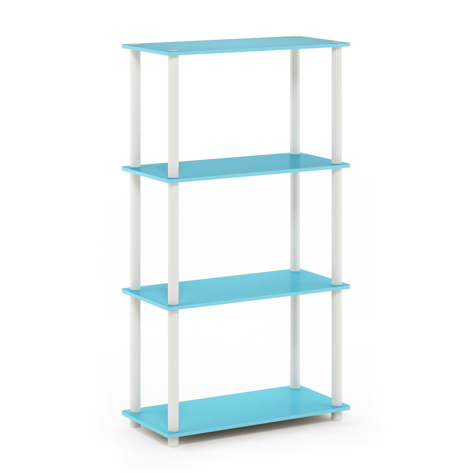 Furinno - Turn-N-Tube 4-Tier Multipurpose Shelf Display Rack, Light Blue/White - Light Blue/White