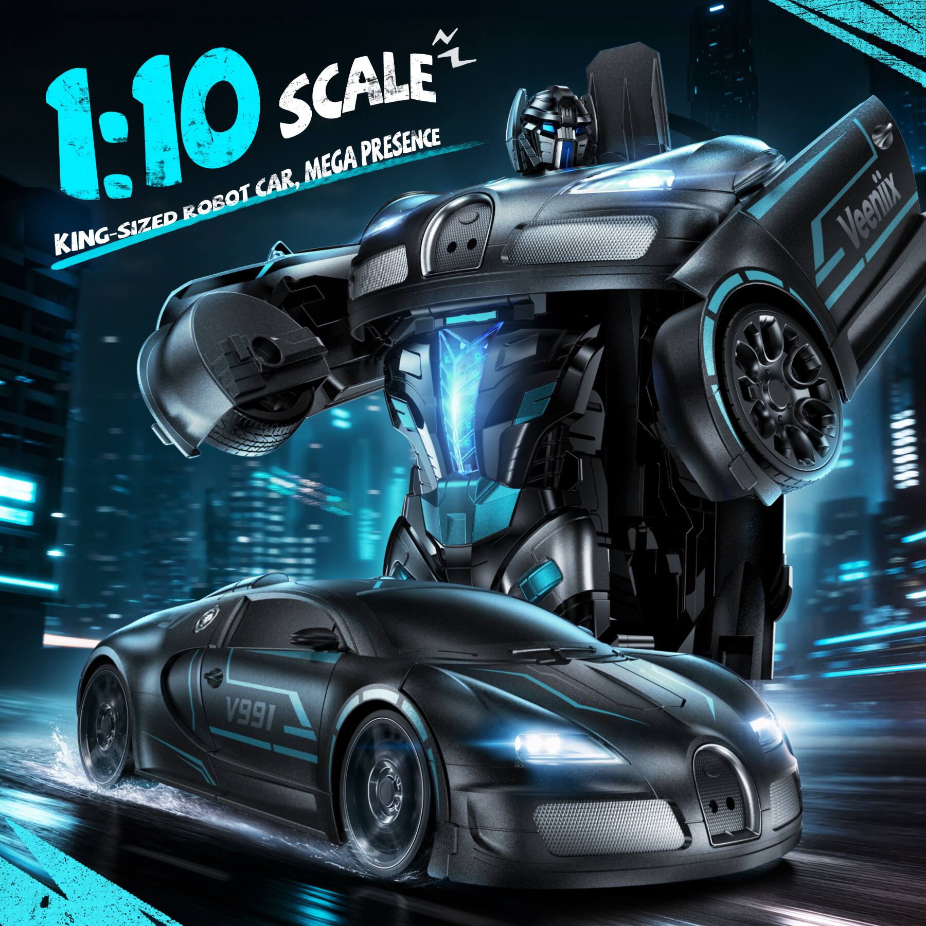1:10 SCALE  
KING-SIZED ROBOT CAR, MEGA PRESENCE  
Veenix V991