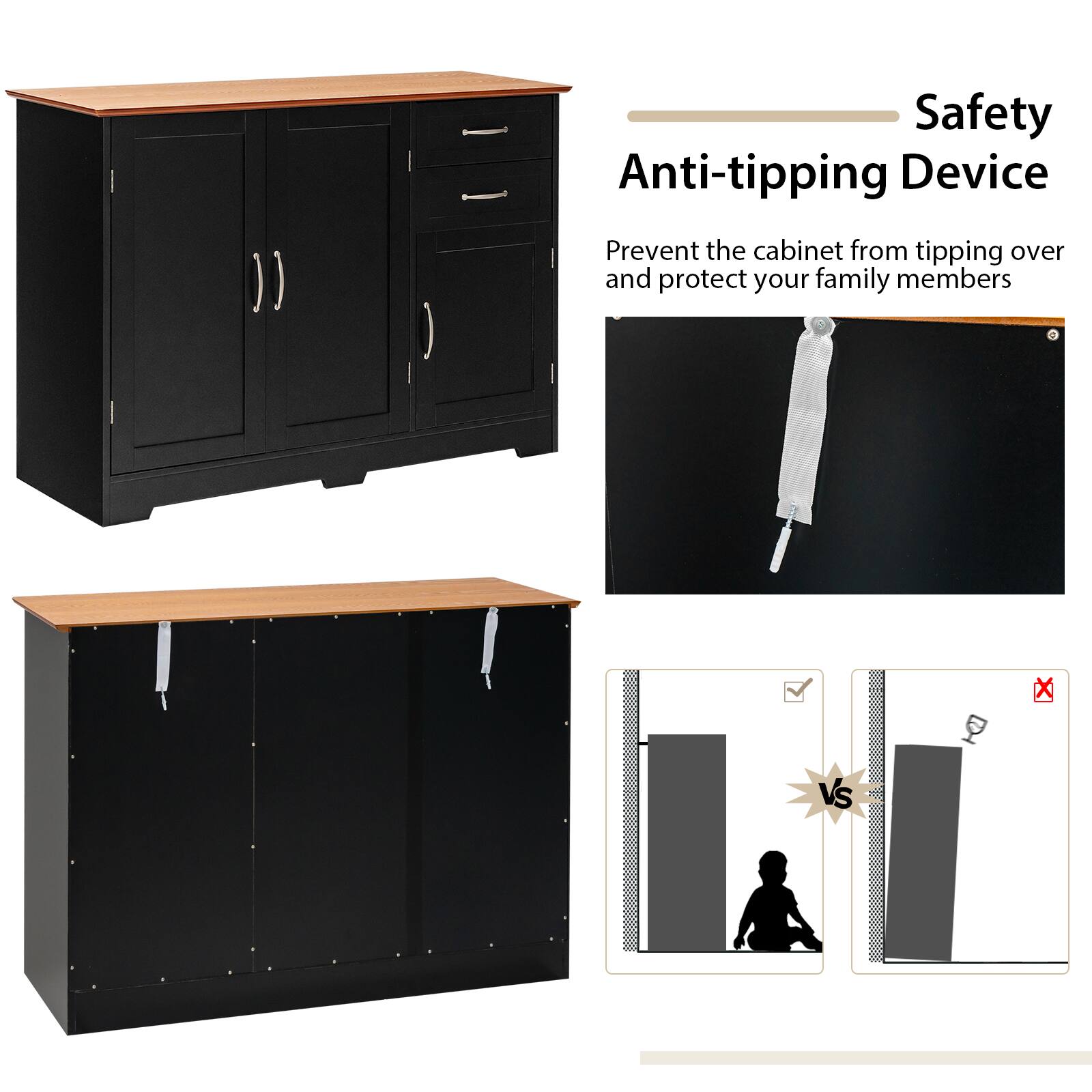 Safety Anti-tipping Device

Prevent the cabinet from tipping over and protect your family members