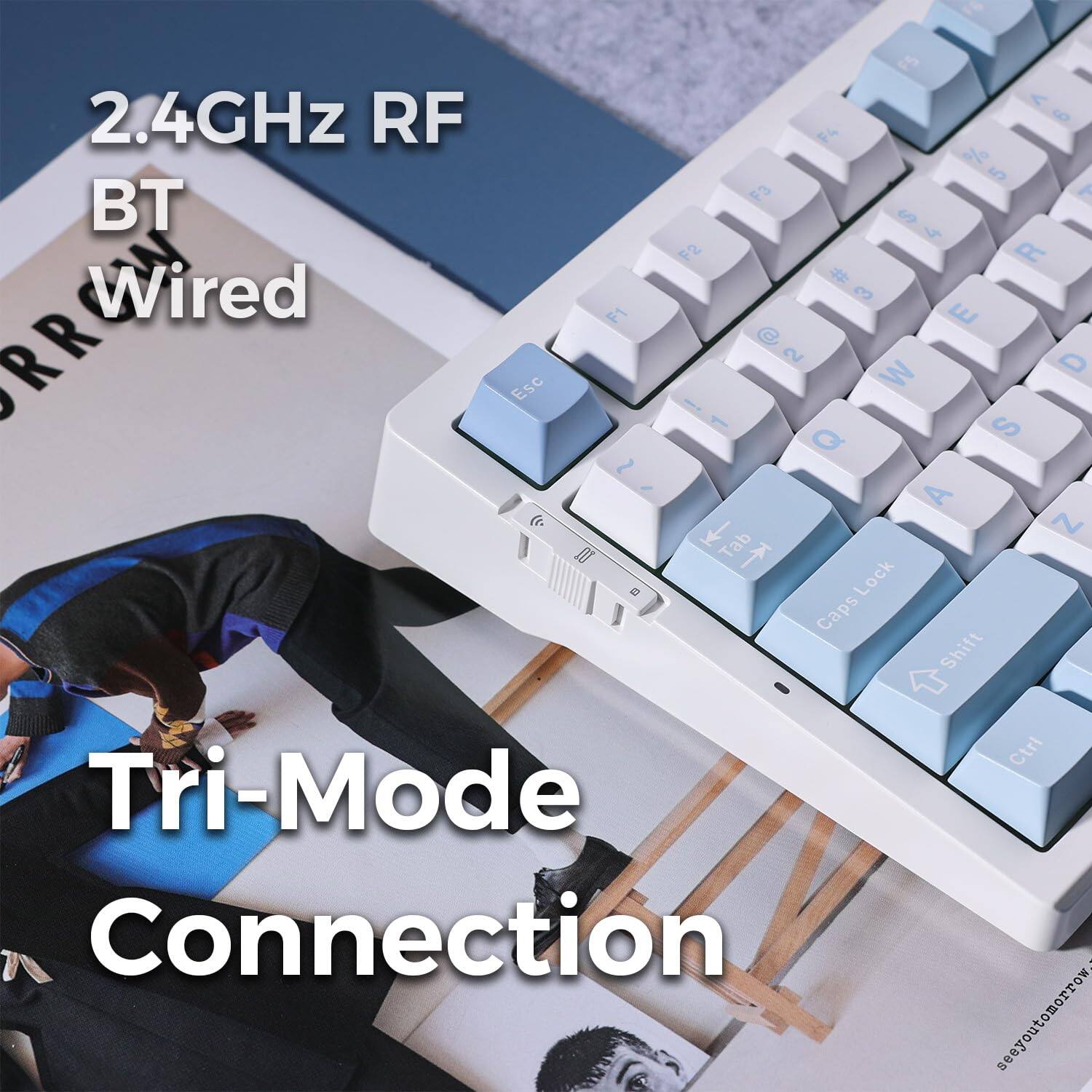 2.4GHz RF  
BT  
Wired  

Tri-Mode Connection