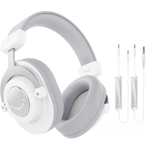 FIFINE - H8 White Studio Monitor Headphones – Over-Ear, Wired, Closed-Back, 3.5mm/6.35mm Jack, PC/Mixer/Amplifier