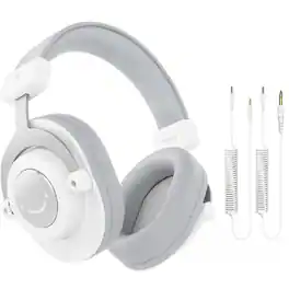 FIFINE - H8 White Studio Monitor Headphones – Over-Ear, Wired, Closed-Back, 3.5mm/6.35mm Jack, PC/Mixer/Amplifier