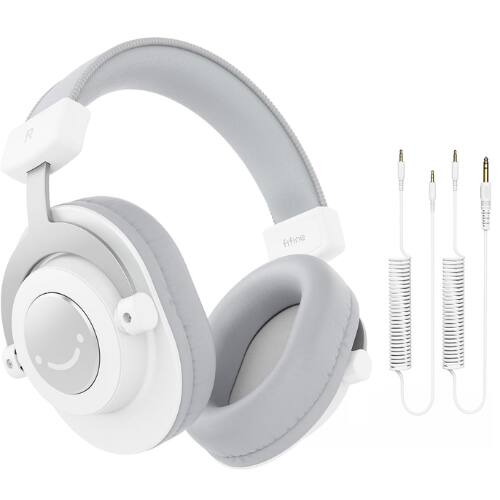 Front. FIFINE - FIFINE H8 White Studio Monitor Headphones – Over-Ear, Wired, Closed-Back, 3.5mm/6.35mm Jack, PC/Mixer/Amplifier.