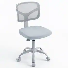 Costway - Height-adjustable Kids Study Chair, Swivel Mesh Desk Chair with 5 Rolling Casters - Light Gray