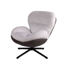 Boyel Living - Modern Chenille Chair. Swivel Office Chair with Faux Leather and Black Metal Base Frame for Small Spaces - White