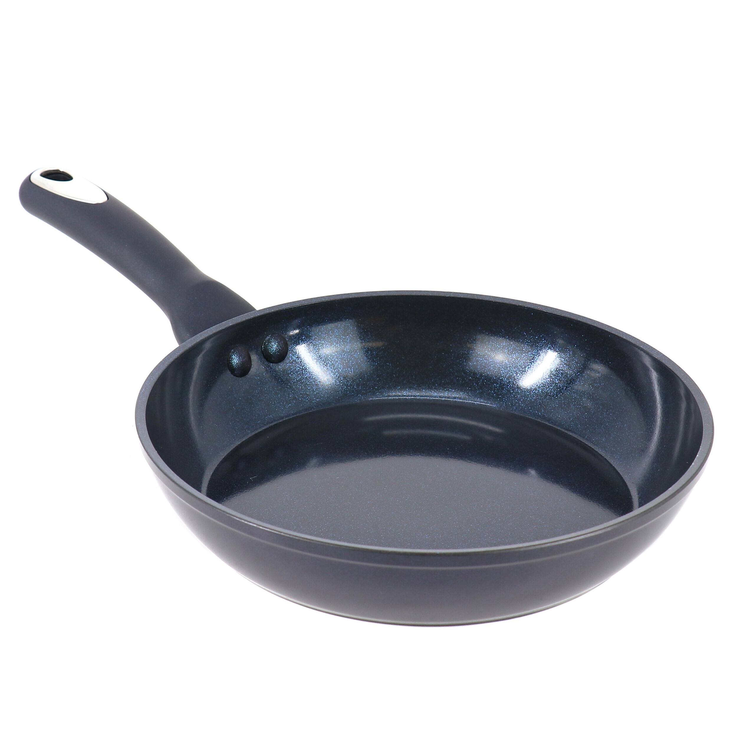 Front. Oster - Oster Hawke 9.5 Inch Ceramic Nonstick Aluminum Frying Pan in Dark Blue - Blue.