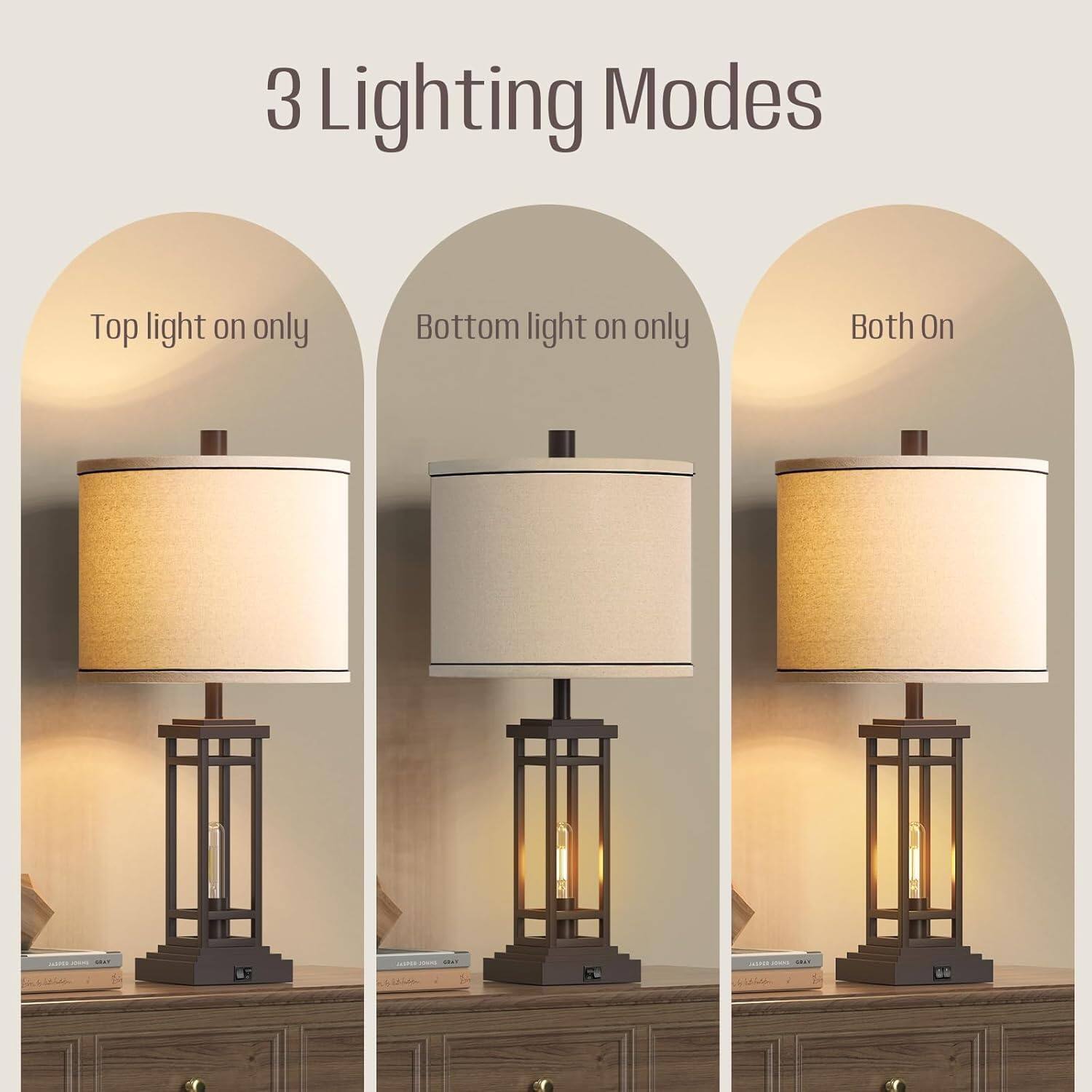 3 Lighting Modes
- Top light on only
- Bottom light on only
- Both On