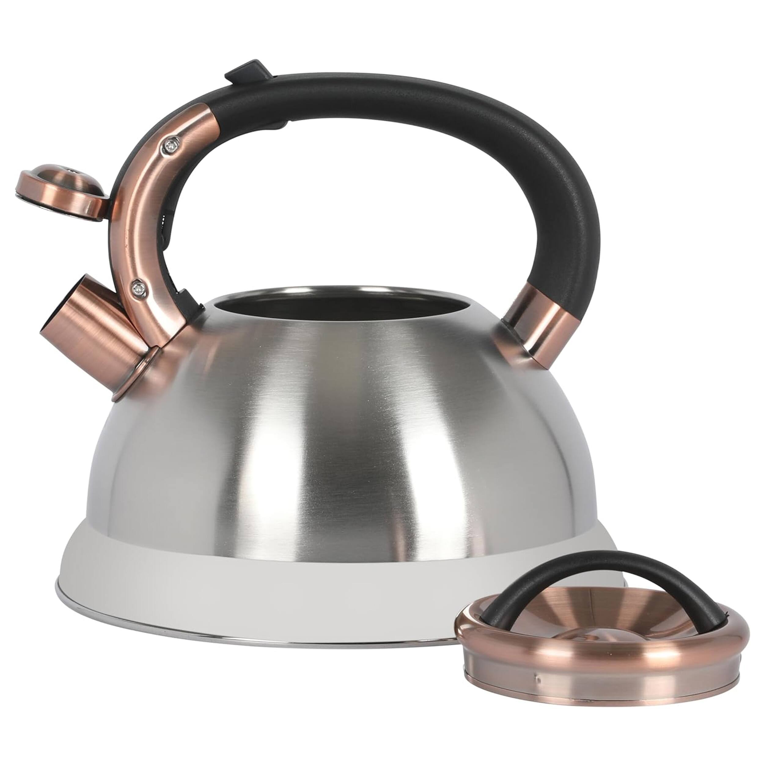 Alt View 1. Mr. Coffee - Mr. Coffee Flintshire 2.2 Quart Stainless Steel Whistling Tea Kettle W/ Nylon Handle in Silver - Silver.