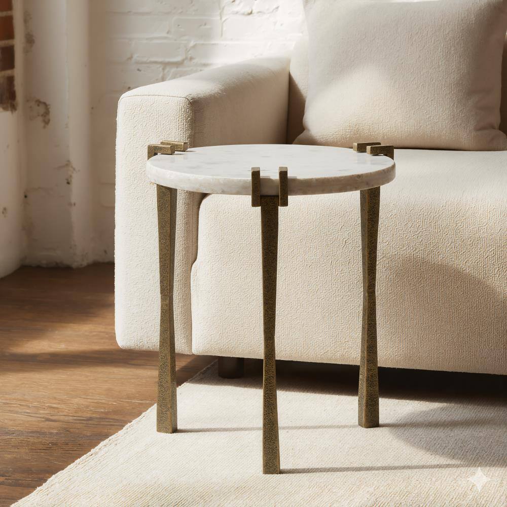 Left. Hivvago - Rench Side Table White - White.