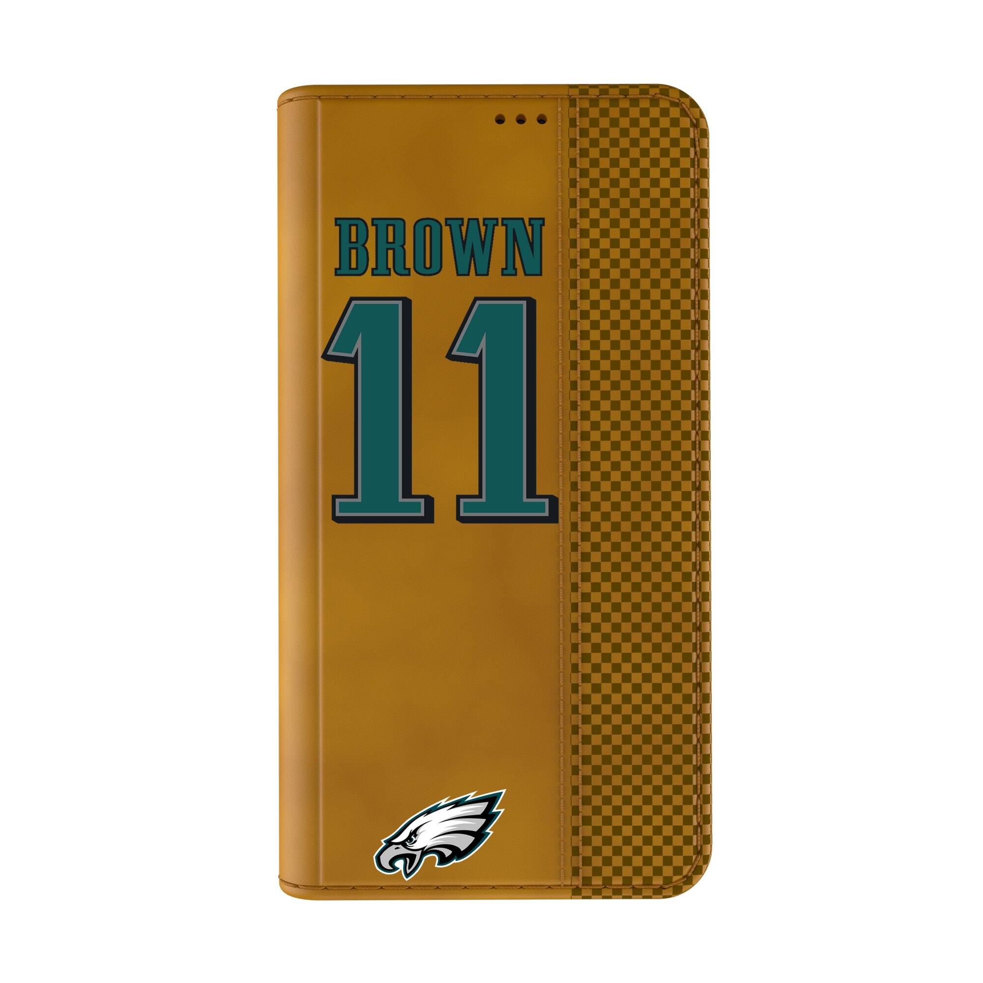 Alt View 1. Keyscaper - A.J. Brown Brown Philadelphia Eagles Folio iPhone Case - 15 Pro Max - Brown.