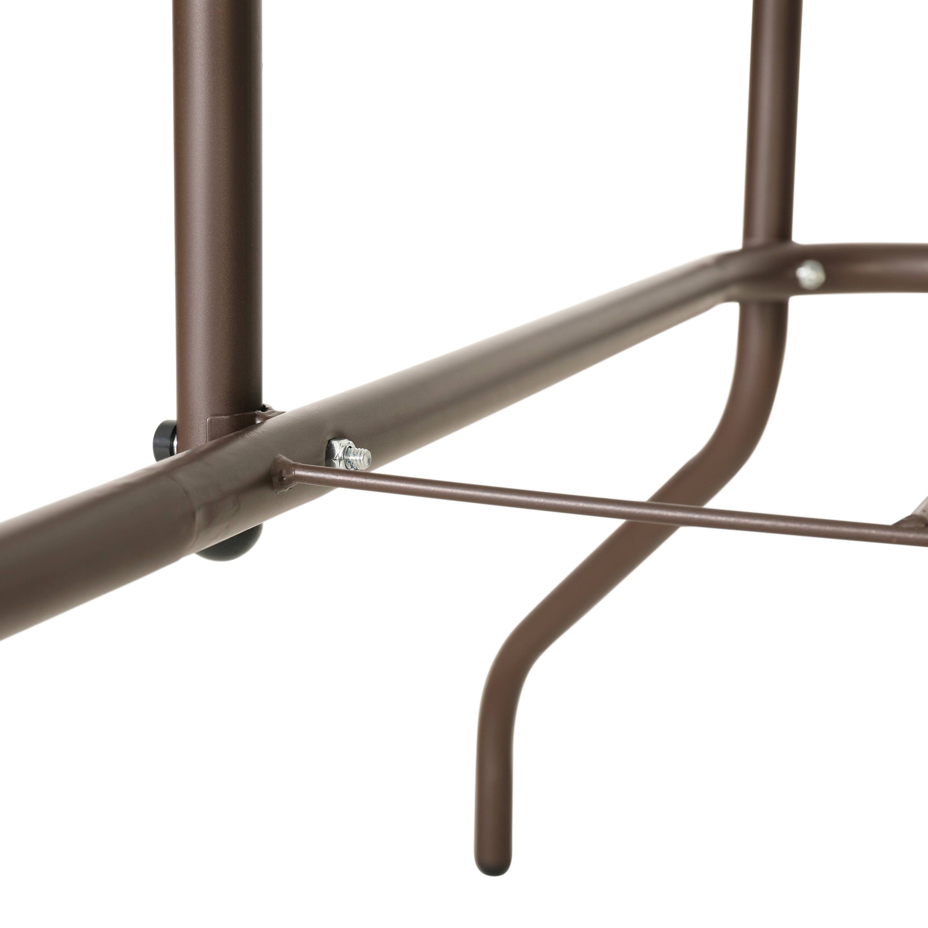Alt View 9. Emma + Oliver - 31.5" x 55" Rectangular Tempered Glass Metal Table with Umbrella Hole - Clear Top/Bronze Frame.