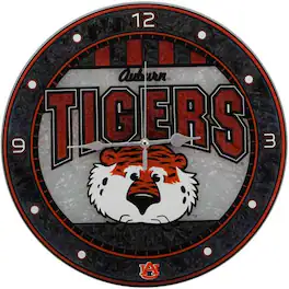 The Memory Company - Auburn Tigers 12'' Art-Glass Wall Clock - Multicolor