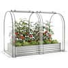 Front. Gymax - Gymax 6 x 3 x 1 FT Galvanized Raised Garden Bed w/Greenhouse Cover 2 Roll-up Windows Sliver & Transparent - Silver.