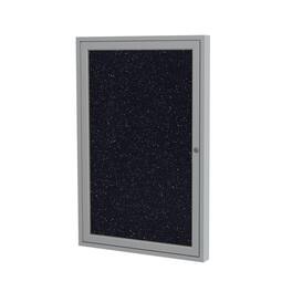 Ghent - 1 Door Enclosed Recycled Rubber Bulletin Board with Satin Frame, 24"H x 18"W, Confetti