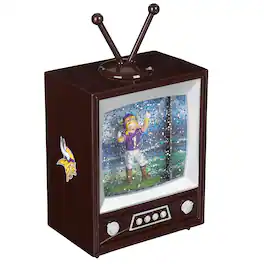 Evergreen Enterprises - Minnesota Vikings 8" Vintage TV Water Globe Lantern with Mascot - Brown