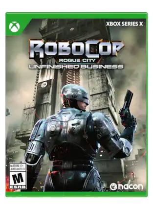 XBOX SERIES X ROBOCOP ROGUE CITY UNFINISHED BUSINESS DEAD END Ox MATURE 17+ JEUNES ADULTES 17+ M ESRB nacon - M (Mature 17+)