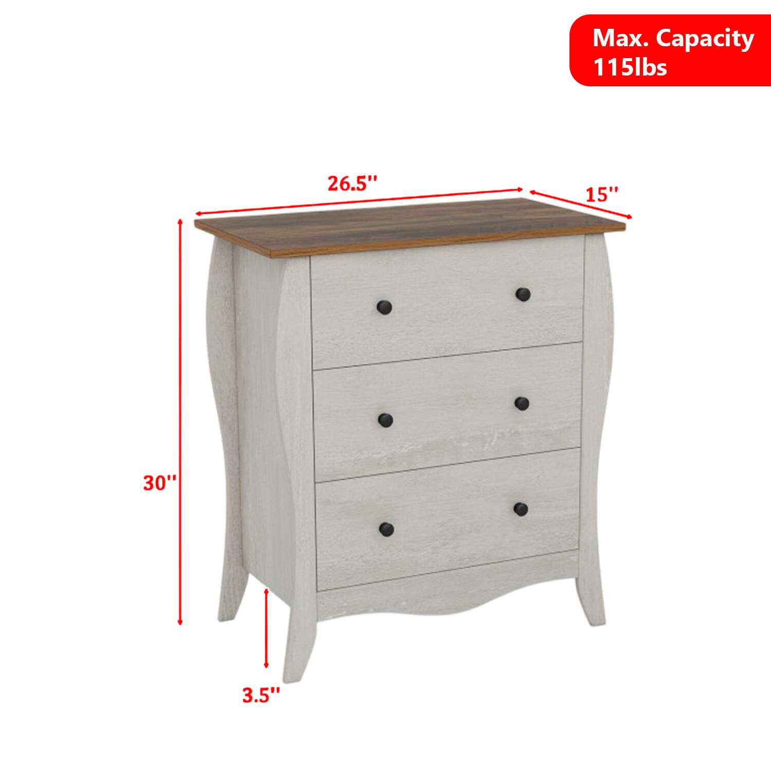 Max. Capacity 115lbs  
26.5"  
15"  
30"  
3.5"