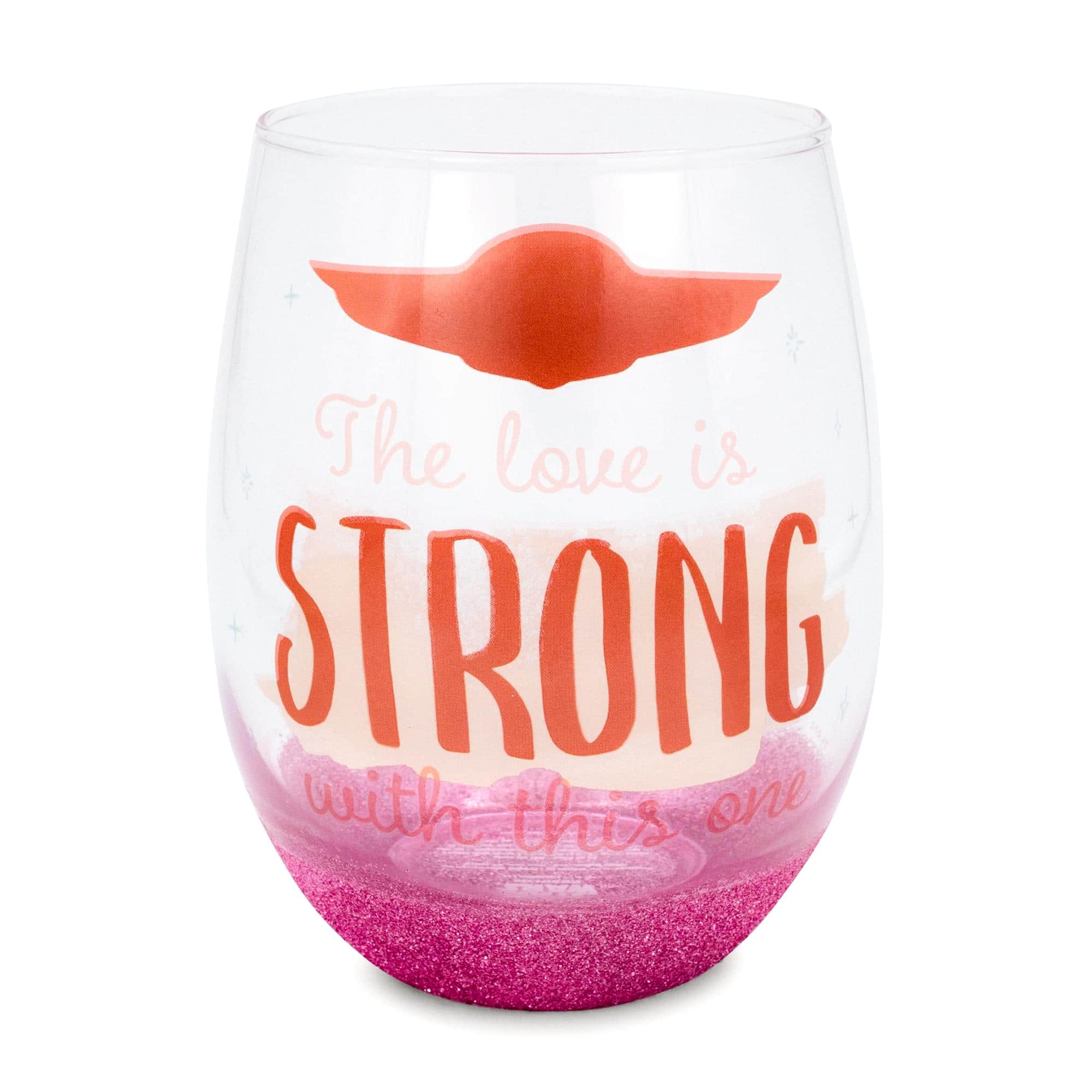 Silver Buffalo - Star Wars: The Mandalorian The Child Teardrop Stemless Wine Glass | 20 Ounces - Red