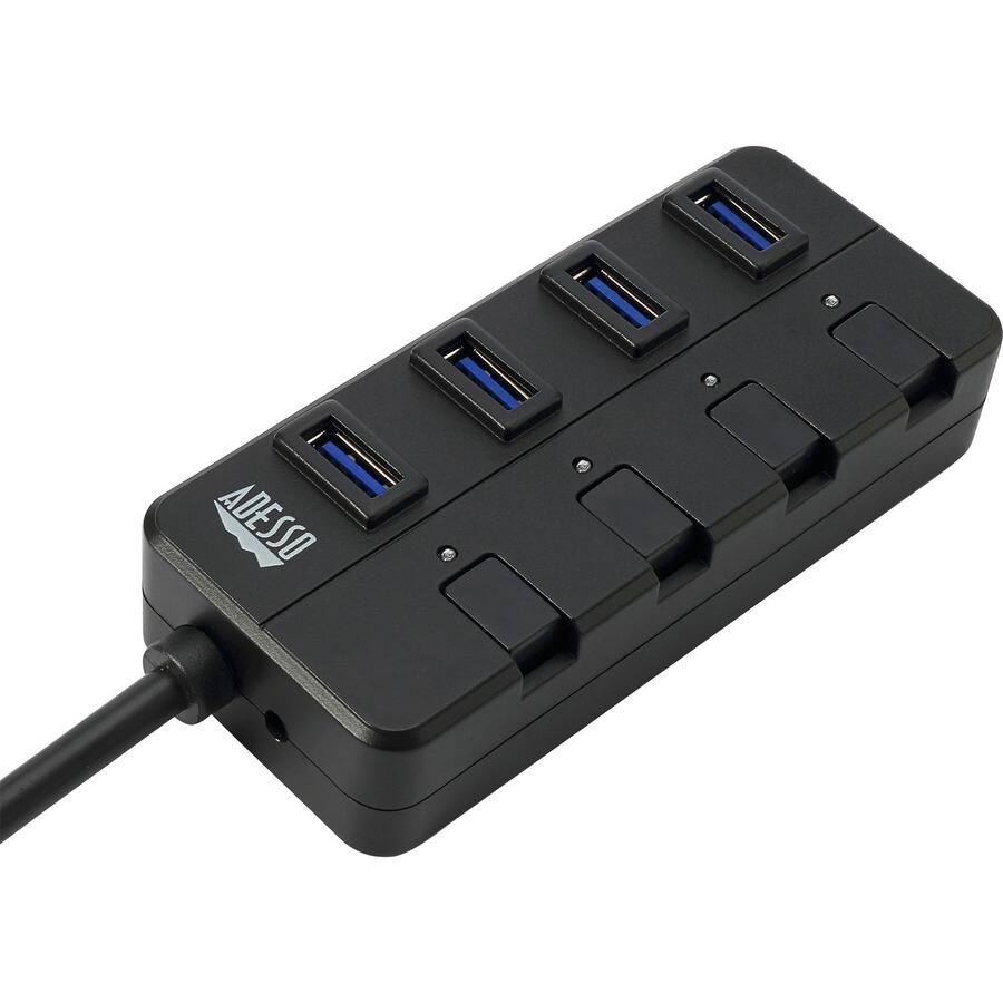 Alt View 7. Adesso - Adesso 4-ports USB 3.0 Hub - USB - External - 4 USB Port(s) - 4 USB 3.0 Port(s) - PC, Mac - Black,Gray.