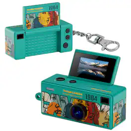 PRIMEPLUS - Retro Digital Camera 0.96 Inch Flip Screen CCD Thumb Camera Keychain 1080P HD Camera Camcorder Video Recorder with Flash - Cyan