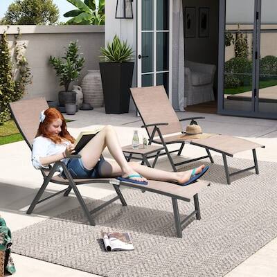 Alt View 5. Crestlive Products - Crestlive Products 3pc Patio Conversation Set Tan Textilene - Light Brown.