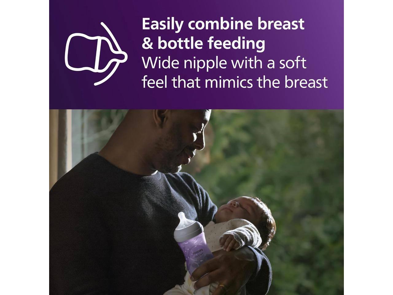 Easily combine breast & bottle feeding  
Wide nipple with a soft feel that mimics the breast