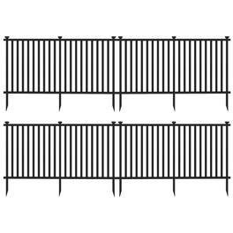 Gymax - 80'' x 39'' Vinyl Picket Fence 4 No Dig Fence Panels for Soft Ground White - Black