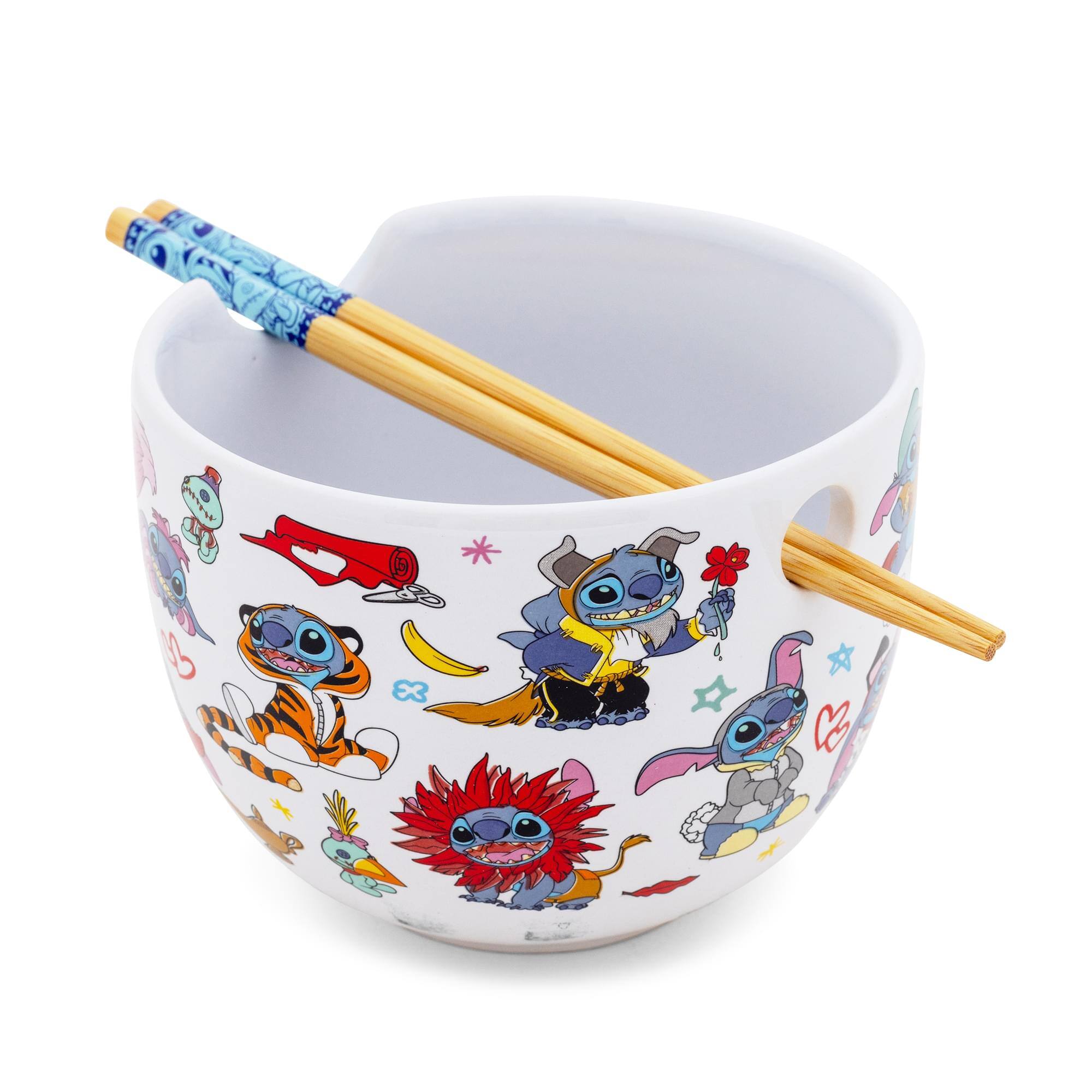 Alt View 1. Silver Buffalo - Disney Lilo & Stitch Costumes 20-Ounce Ceramic Ramen Bowl With Chopsticks - White.