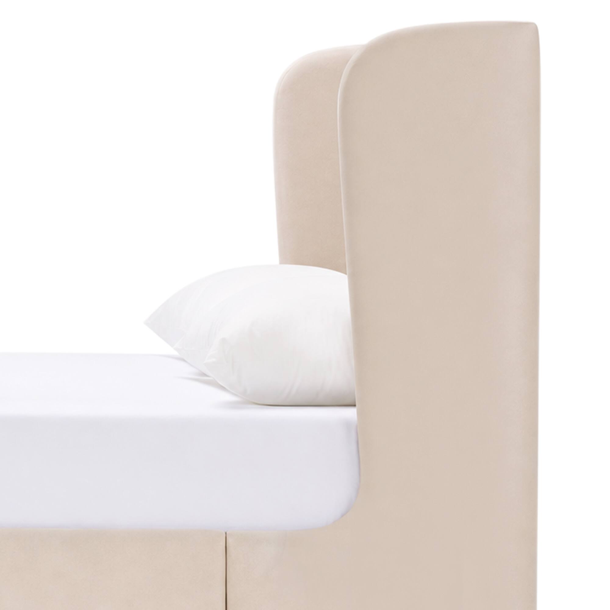 Alt View 4. ModernMate - 47" Tall Wingback Headboard Bed Frame, Cream Suede Upholstered Platform Bed,Noise-Free Design - Begie.
