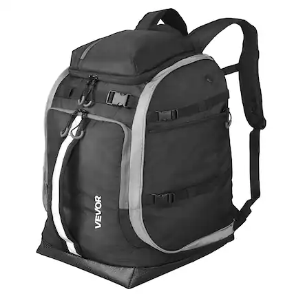 Front. VEVOR - 55L Waterproof Ski and Snowboard Boot Backpack for Travel - Black - Black.