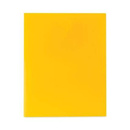 Front. C-Line Products - Two-Pocket Heavyweight Poly Portfolio Folder, 11 x 8.5, Yellow, 25/Box.