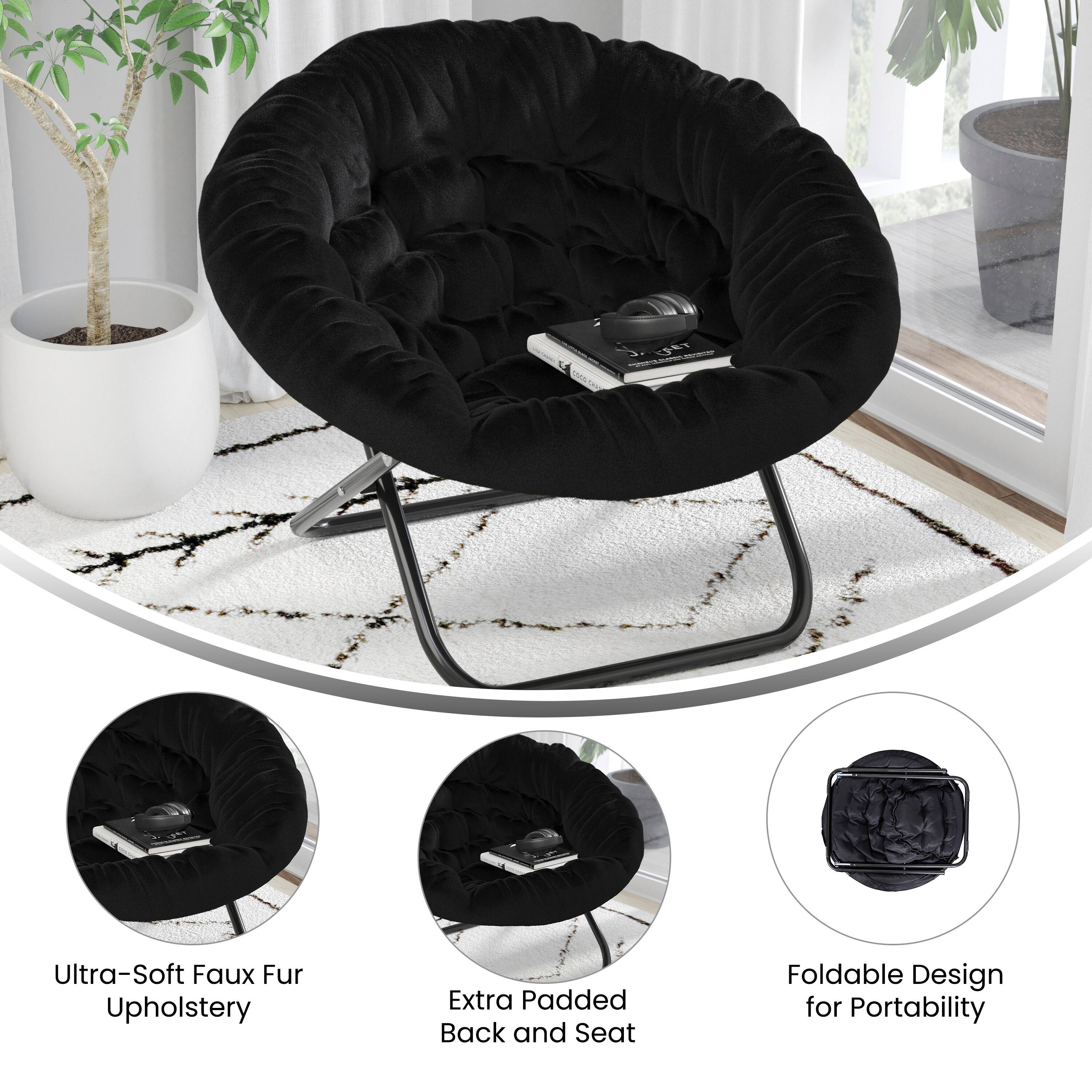 OS - UNIT Ultra-Soft Faux Fur Upholstery Extra Padded Back and Seat Foldable Design for Portability