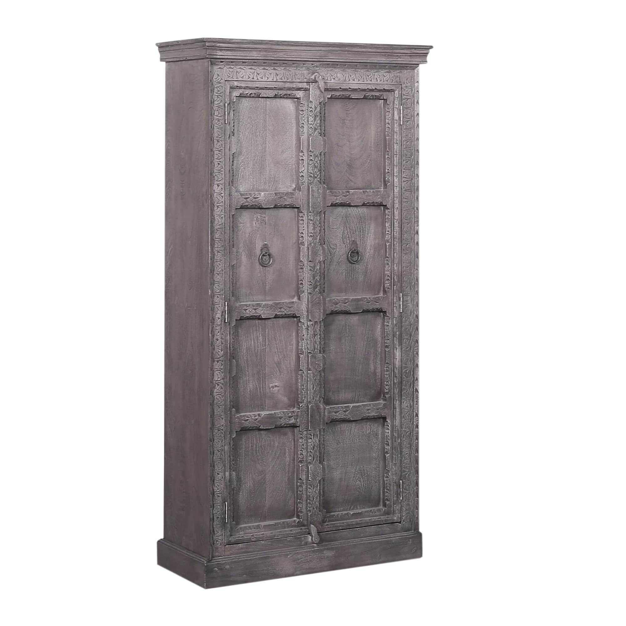 Maven Lane - Mahala Handmade Heritage Wooden Cabinet in Grey Distressed Finish - Gray