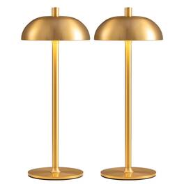 Luckbyte - LED Small Table Lamps Set of 2, Rechargeable 3 Color Dimmable Portable Modern Desk Lamp - Gold
