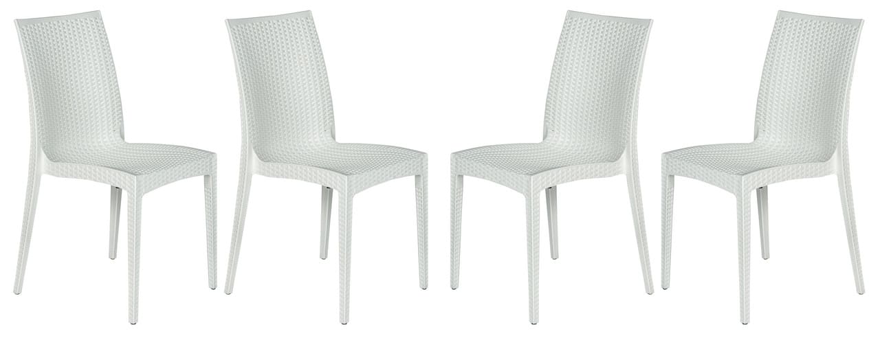 LeisureMod - Mace 4-Pieces Outdoor Waterproof Patio Chair - No Assembly Required - White