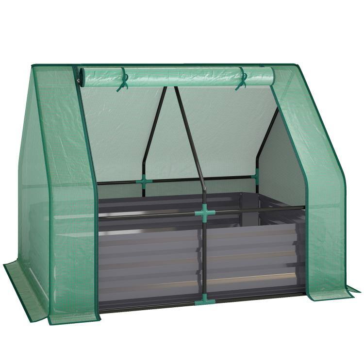 Alt View 10. PULUZ - 4 x 3ft Raised Garden Bed with Mini Greenhouse, Galvanized Raised Garden Bed with Cover - Green and Dark Gray.